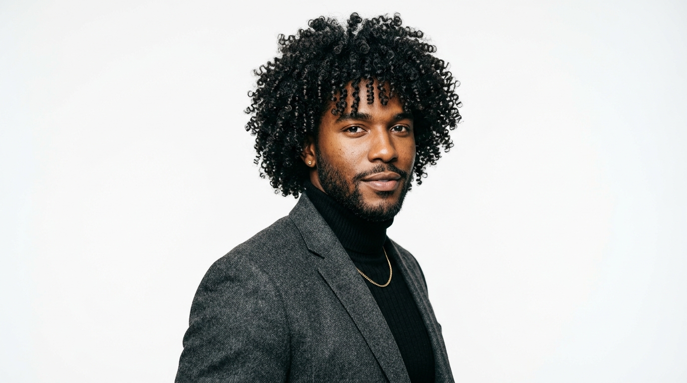Man with curly Type 3 hair showing defined curls and natural texture