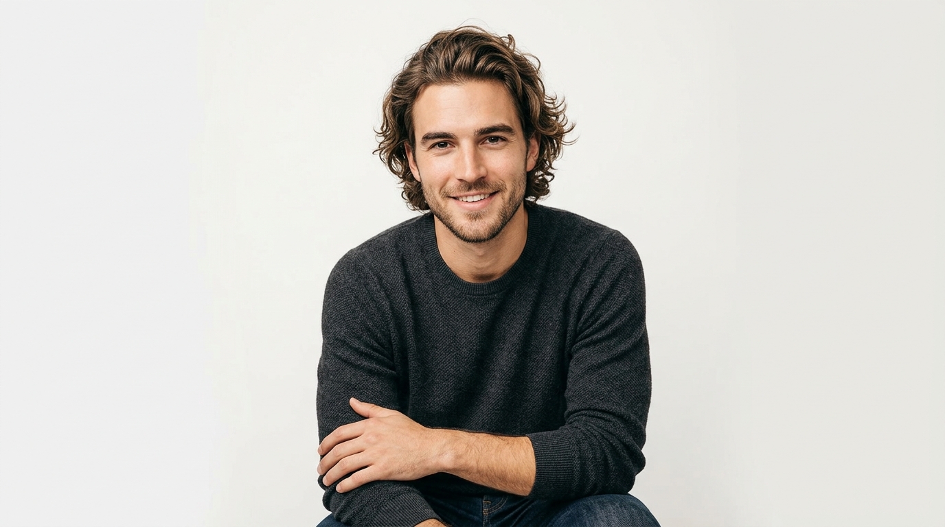 Man with natural Type 2 wavy hair showing textured waves with natural movement