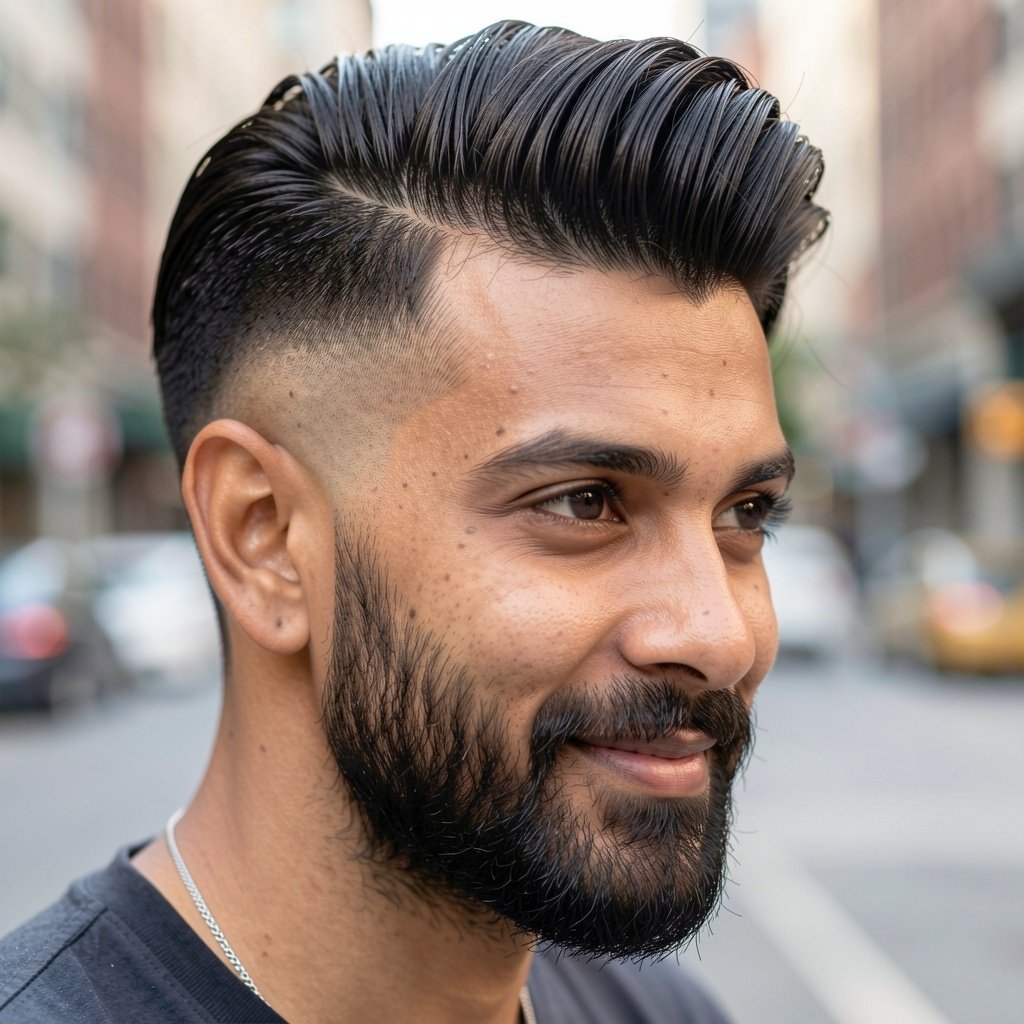 Quiff Esculpido com Risco Marcado