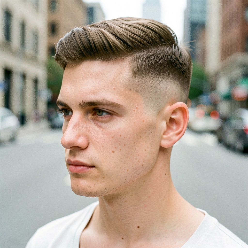 Sculpted Quiff With Hard Part