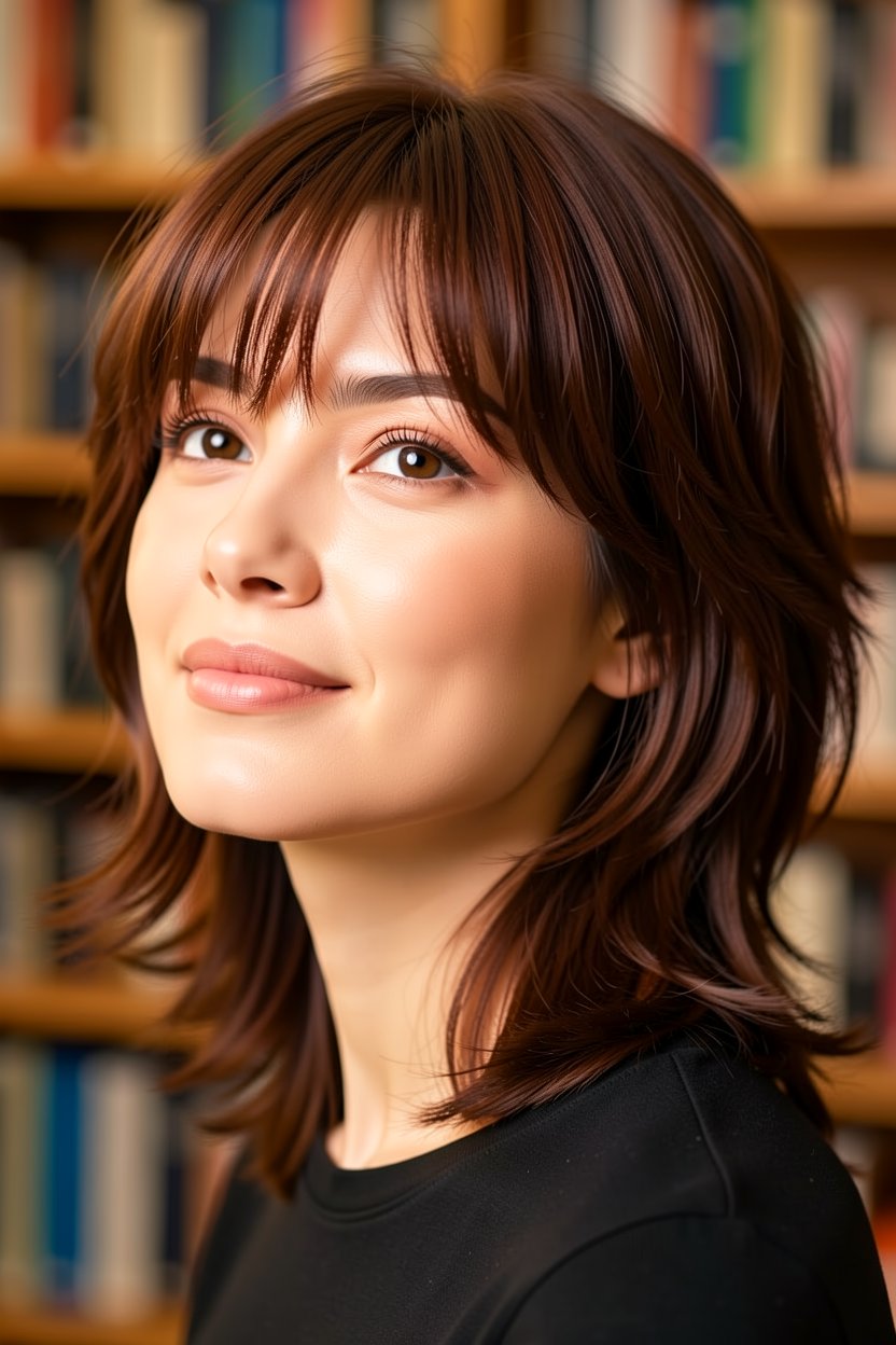 Medium Shag with Curtain Bangs