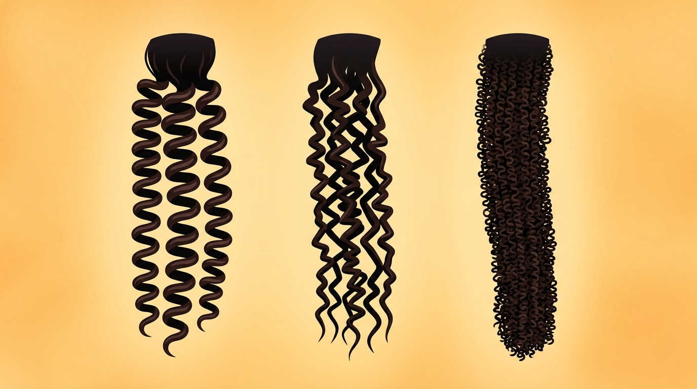 Hair type 4 subtypes comparison showing 4A defined coils, 4B Z-shaped bends, and 4C tight coils