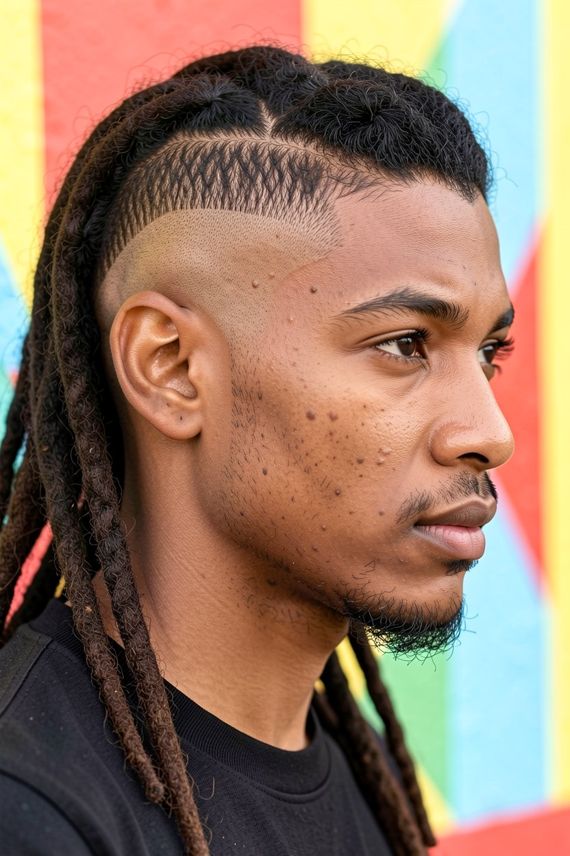 Color Contrast Dreadlock undercut