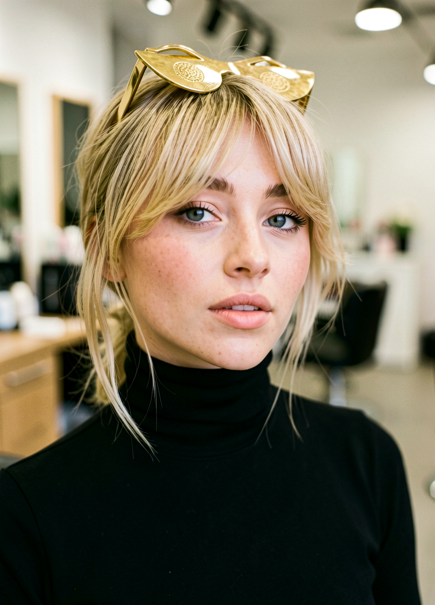 Chin-Grazing Blonde Bob with Bangs