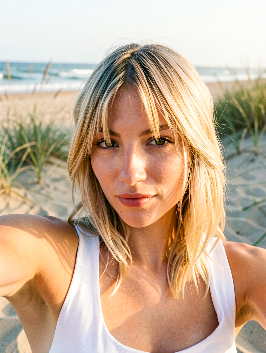 Chin-Grazing Blonde Bob with Wispy Bangs
