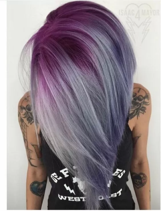 Magenta Pink and Silver Ombre Hair